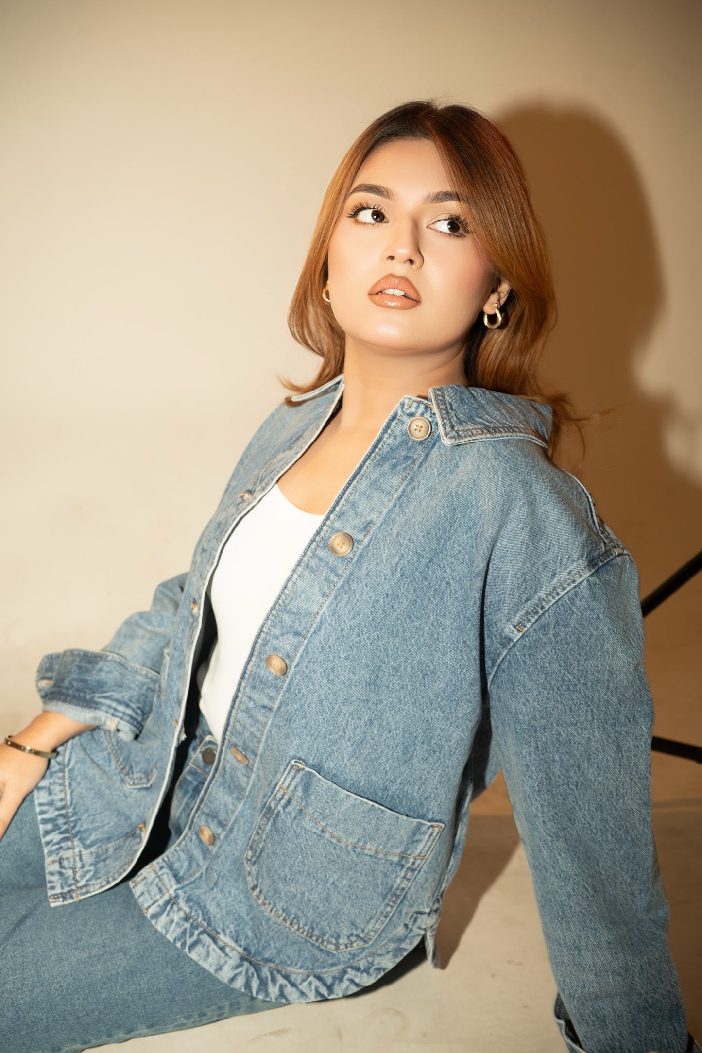 Olivia Denim Shacket - Cerulean Fade