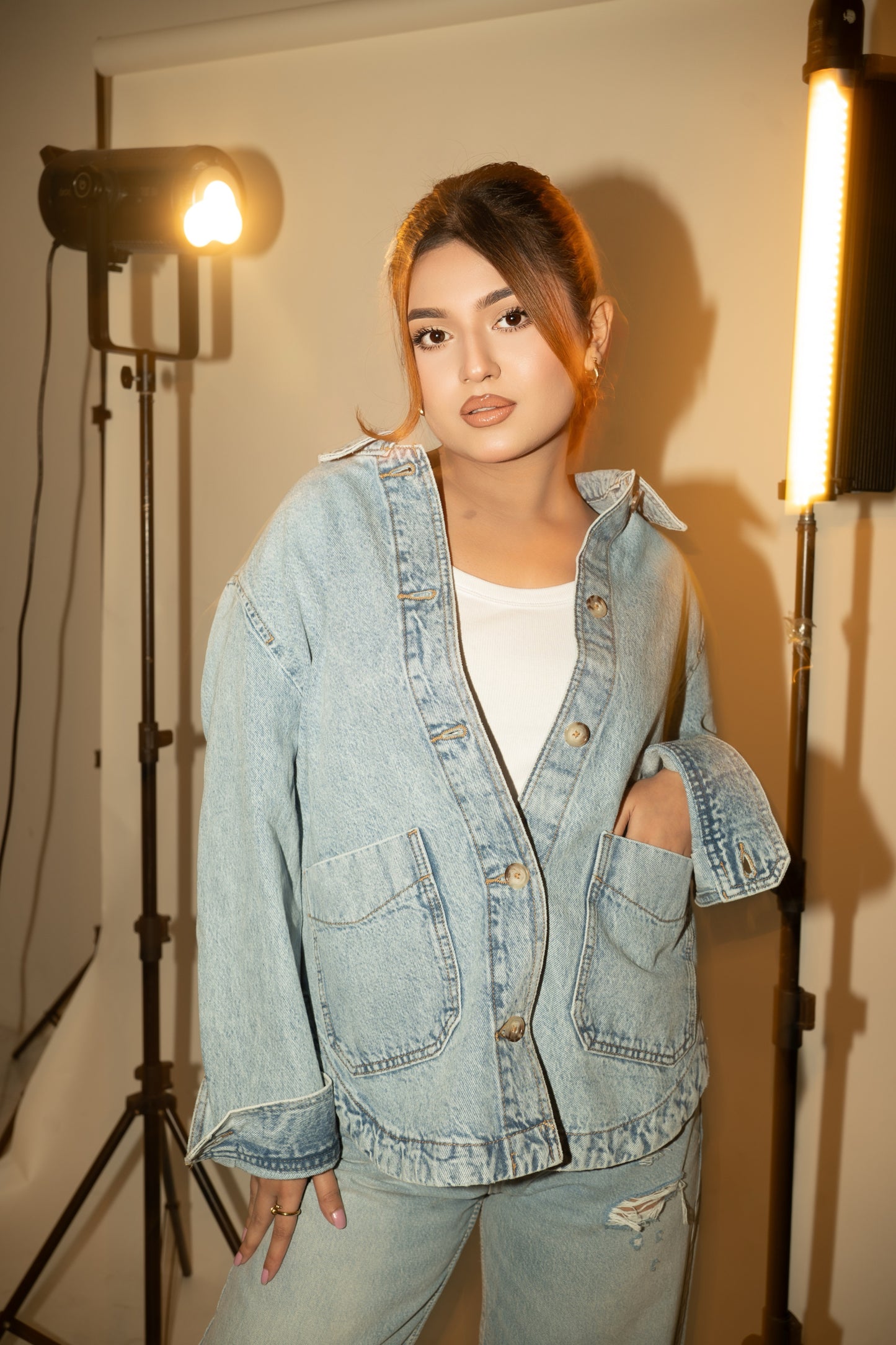 Olivia Denim Shacket - Bleu Fade