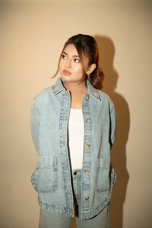 Olivia Denim Shacket - Bleu Fade