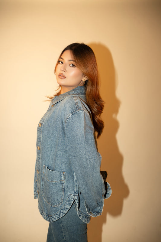 Olivia Denim Shacket - Cerulean Fade